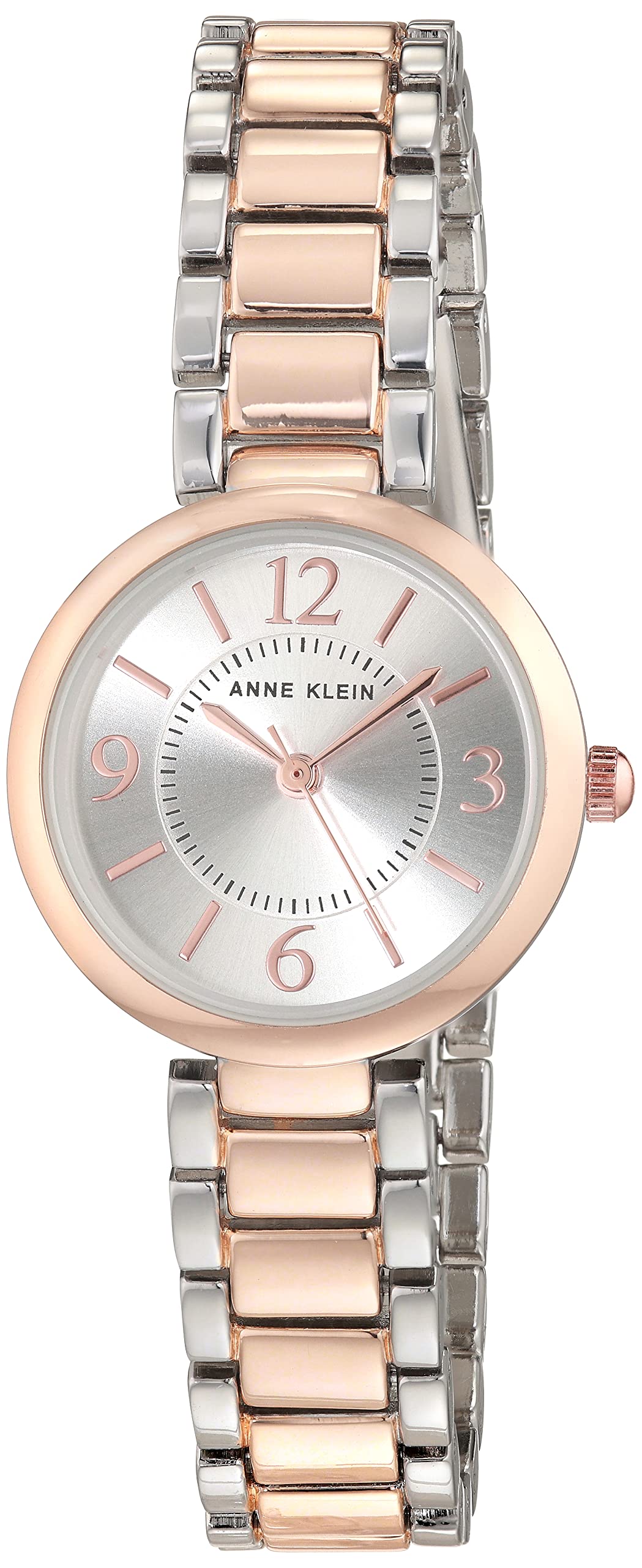 Anne Klein Women's Japanese Quartz Dress Watch with Metal Strap, Multicolor, 12 (Model: AK/3785SVRT)