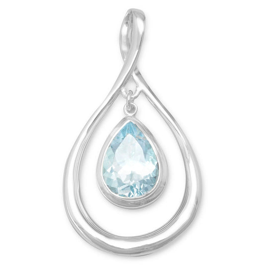 Elegant Pear-Shaped Pendant with Blue Topaz Drop