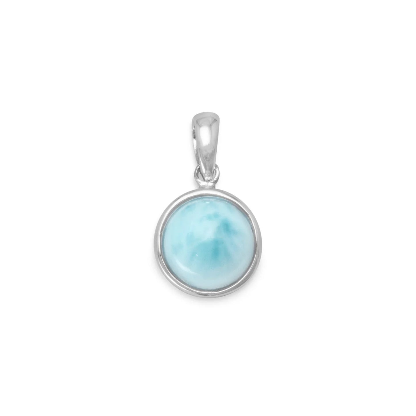 Rhodium Plated Larimar Pendant