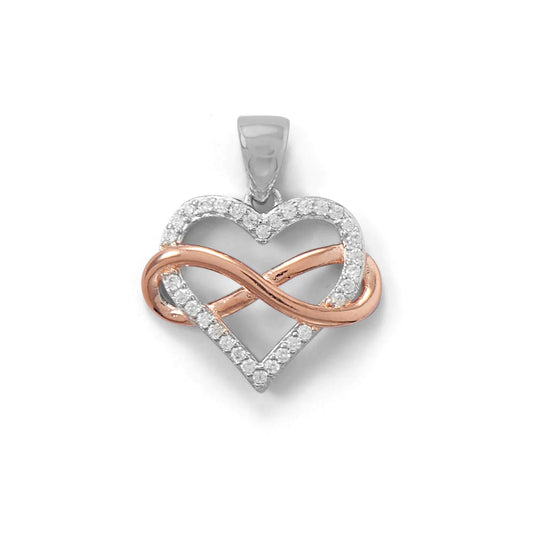 CZ Heart Pendant with Infinity Design