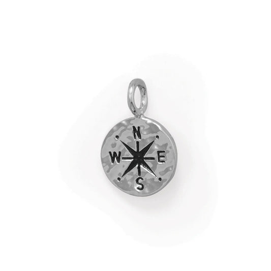 Compass Pendant with Hammered Design