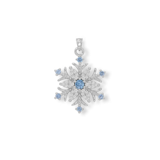 White and Blue CZ Snowflake Pendant