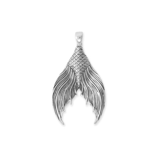 Oxidized Pendant in the Shape of a Mermaid Tail