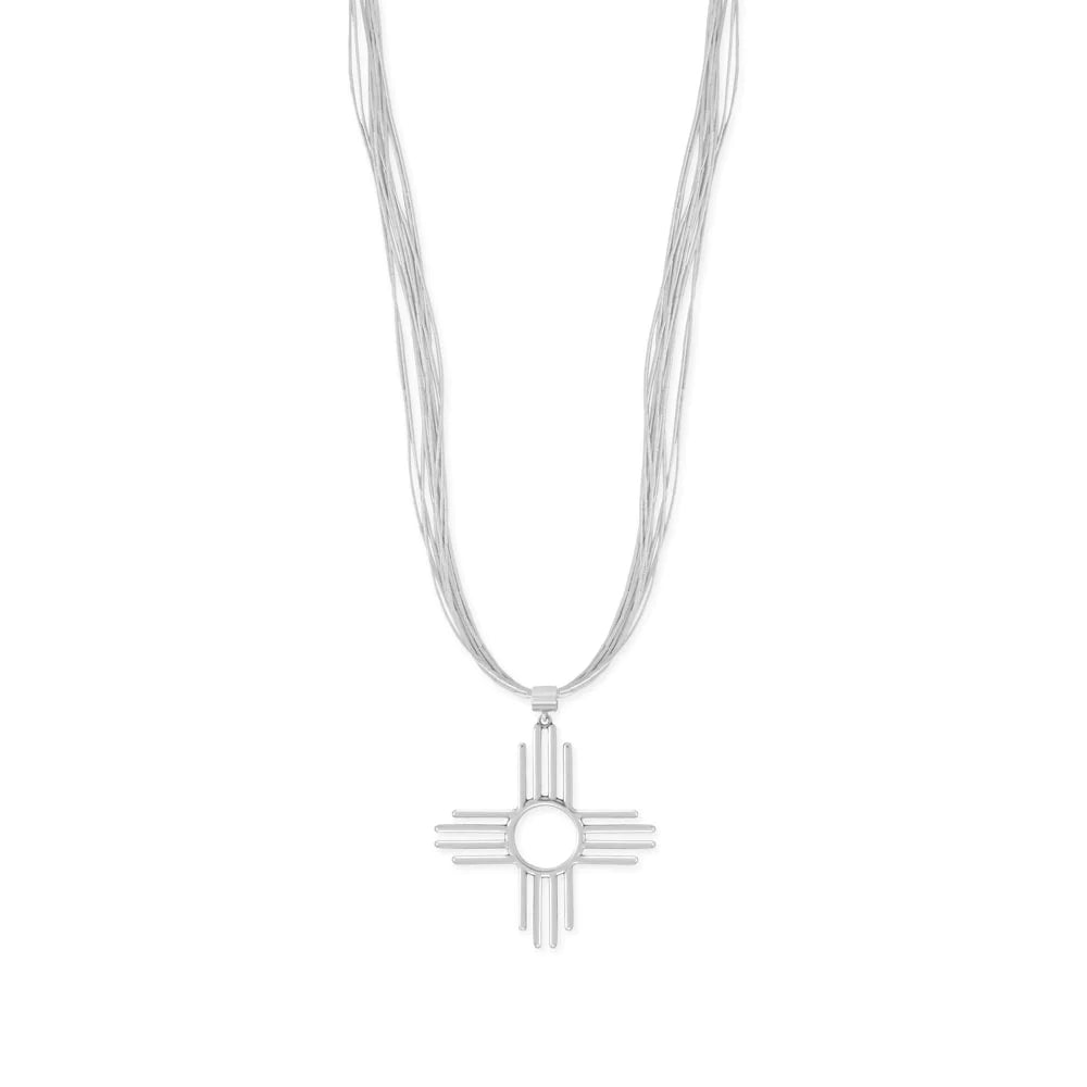 Zia Symbol Pendant - Oxidized