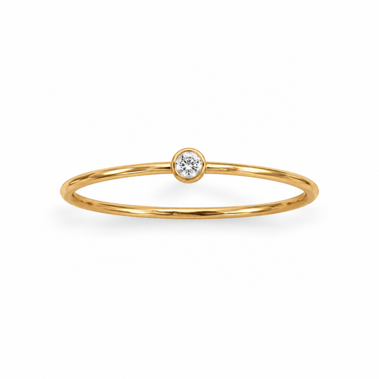 CZ Thin Ring 14/20 Gold Filled 1mm Band 2mm 3A CZ Sizes 5-8