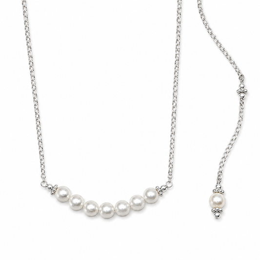 Cultured Freshwater Pearl Back Drop Necklace 925 Sterling Silver 10 Pearl 15"