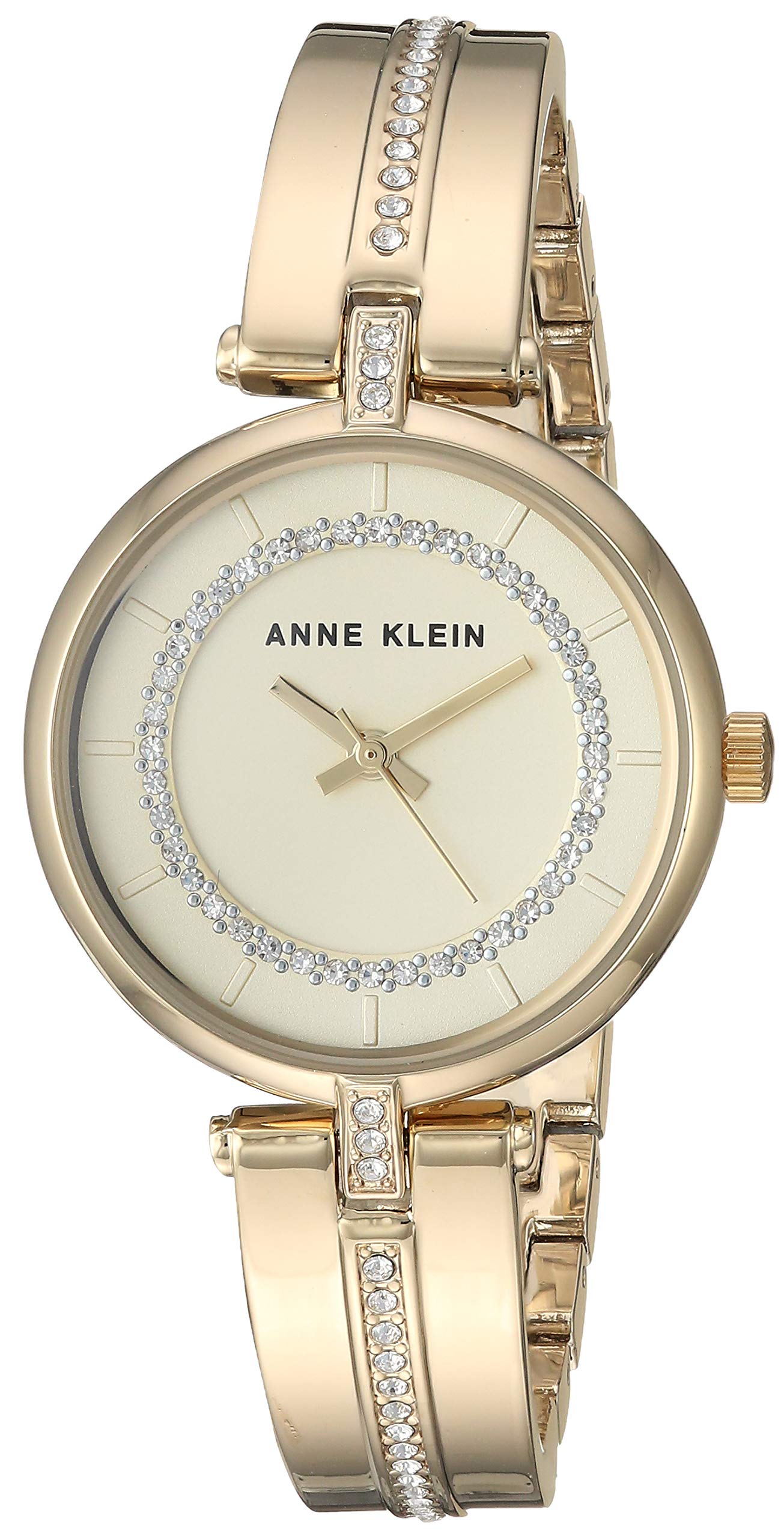 Anne Klein Women's AK/3248CHGB Premium Crystal Accented Gold-Tone Bangle Watch