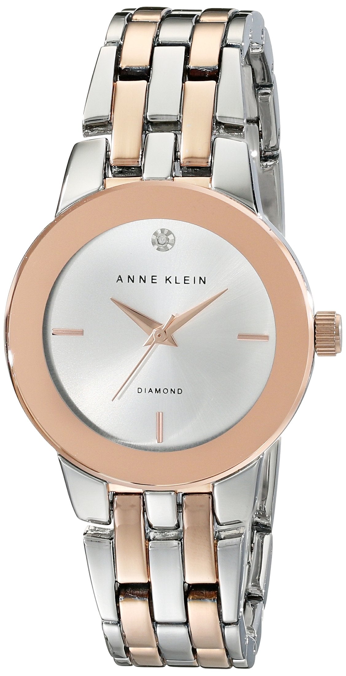 Anne Klein Women's AK/1931SVRT Diamond-Accented Dial Silver-Tone and Rose Gold-Tone Bracelet Watch