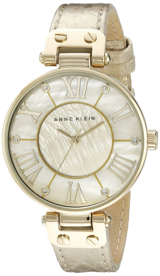 Anne Klein Women's AK/1012GMGD Leather Gold-Tone Snake Print Watch