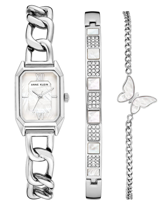 Anne Klein Women's Chain Watch and Bracelet Set