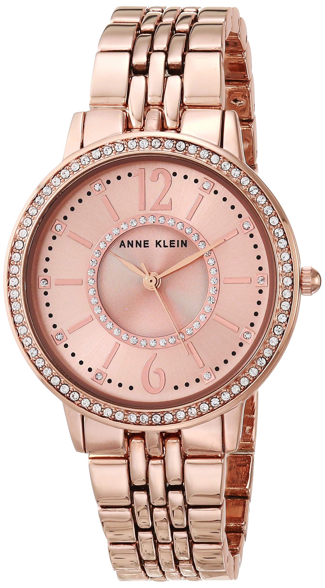 Anne Klein Women's Premium Crystal Accented Rose Gold-Tone Watch and Bracelet Set, AK/3838RGST