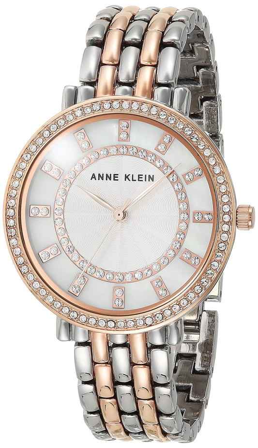 Anne Klein Women's Premium Crystal Accented Two-Tone Bracelet Watch, AK/3799