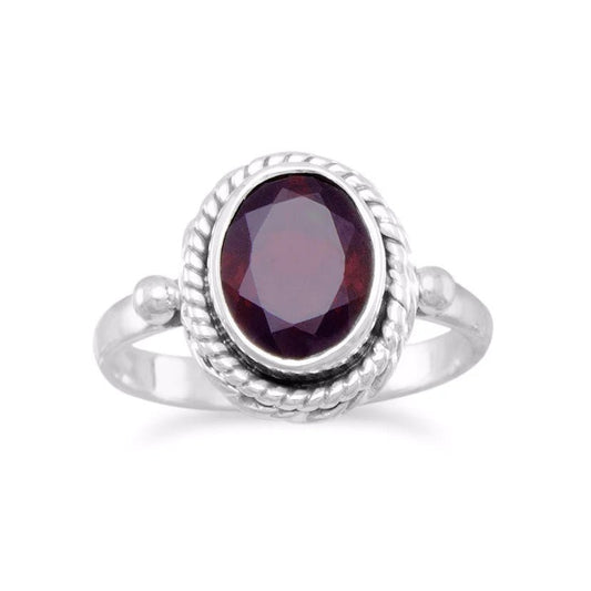 Faceted Garnet Ring