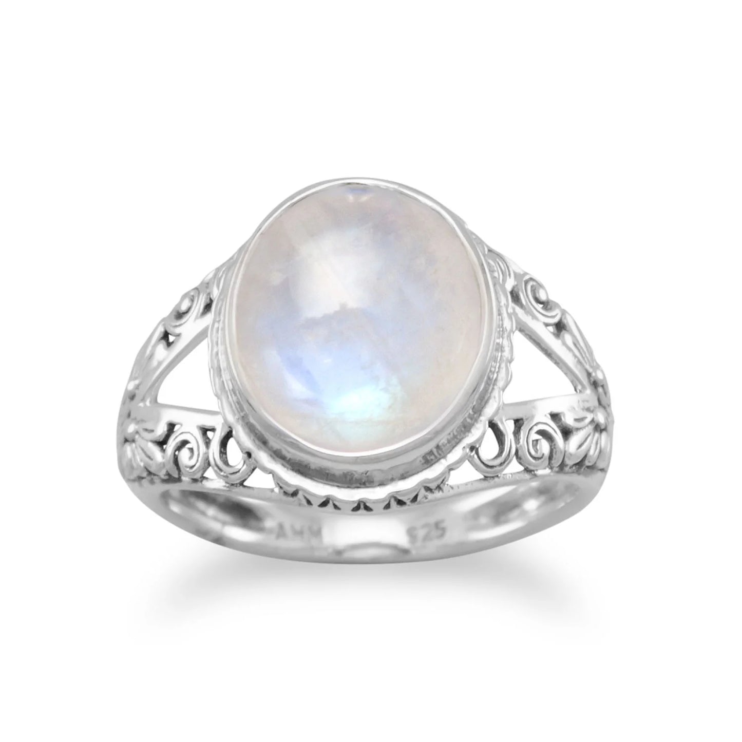 Oxidized Rainbow Moonstone Ring