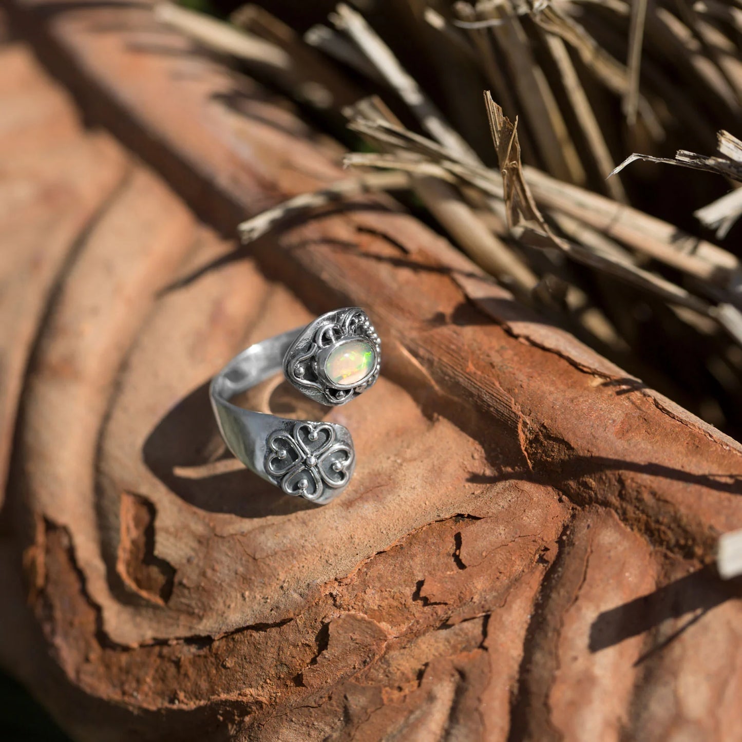 Oxidized Ethiopian Opal Ring