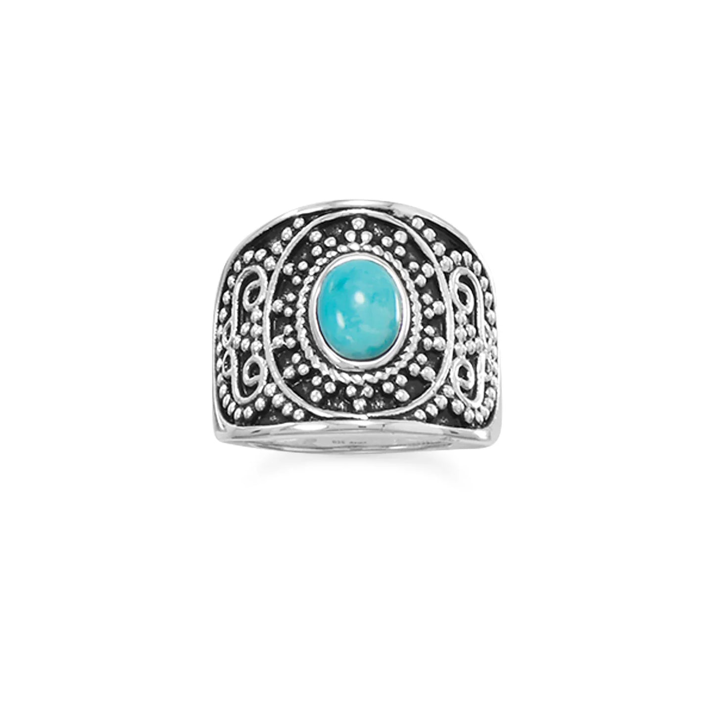 Oxidized Reconstituted Turquoise Ring