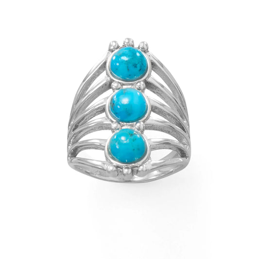 Polished Reconstituted Turquoise Ring