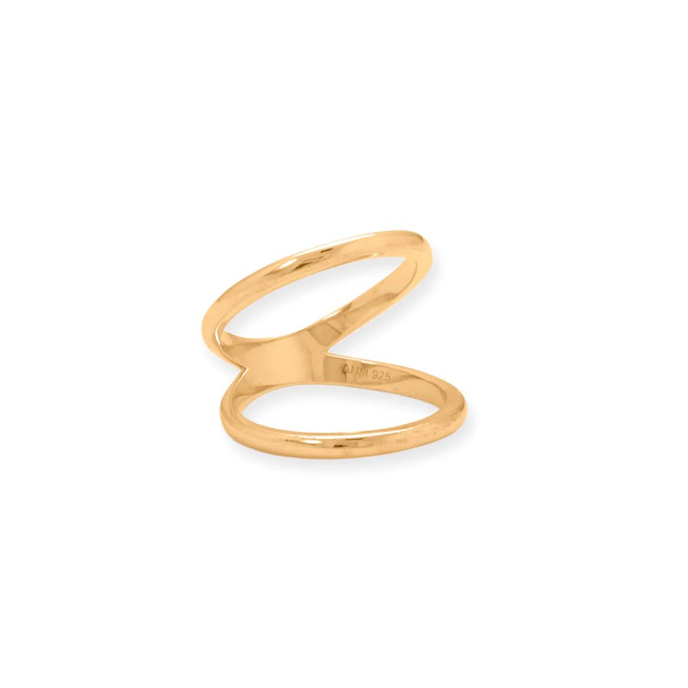 14 Karat Gold Plated Double Band Knuckle Ring