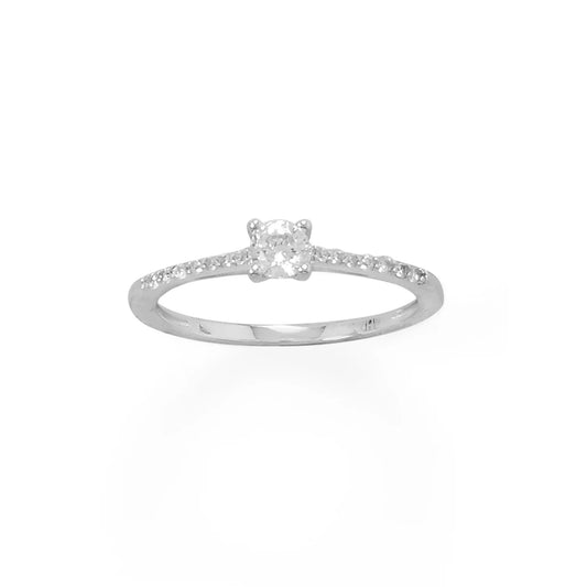 4mm CZ with Rhodium Plated CZ Band