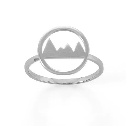 Rhodium Plated Mountain Range Ring