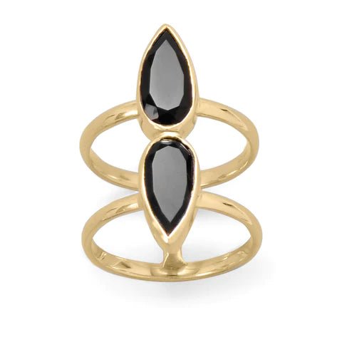 14 Karat Gold Plated Onyx Ring