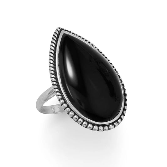 Black Onyx with Beaded Edge Ring