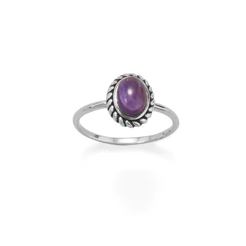 Amethyst with Rope Edge Ring