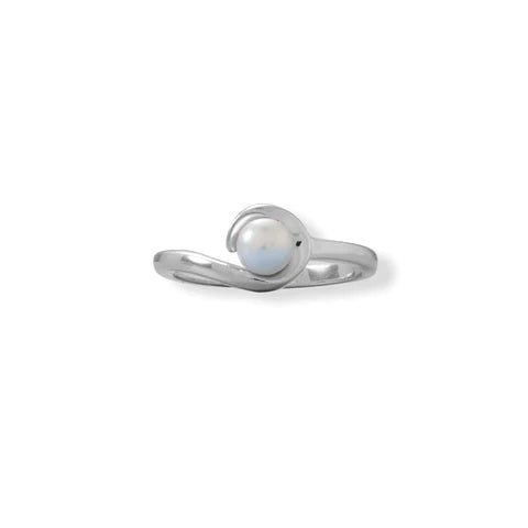 Rhodium Plated Pearl Ring