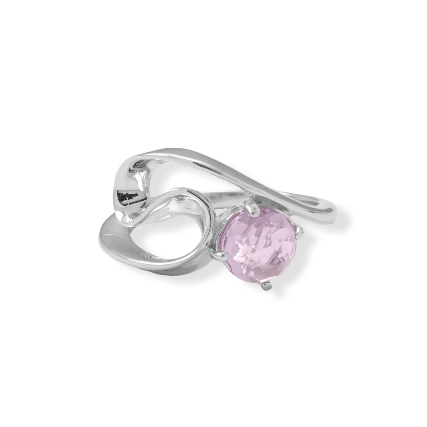 Rhodium Plated Amethyst Ring