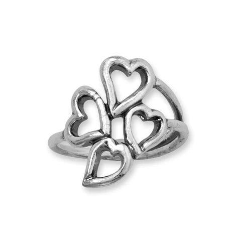 Oxidized Heart Outline Ring