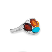 Multi Color Amber and Turquoise Ring