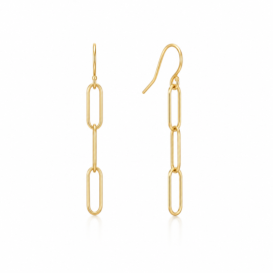 Paperclip Chain French Wire Earrings 14/20 Gold Filled 5x15mm 52mm