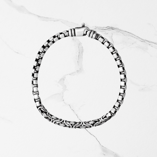 Artisan Fusion Bracelet - Black Rhodium Box & Byzantine Chain Sterling Silver