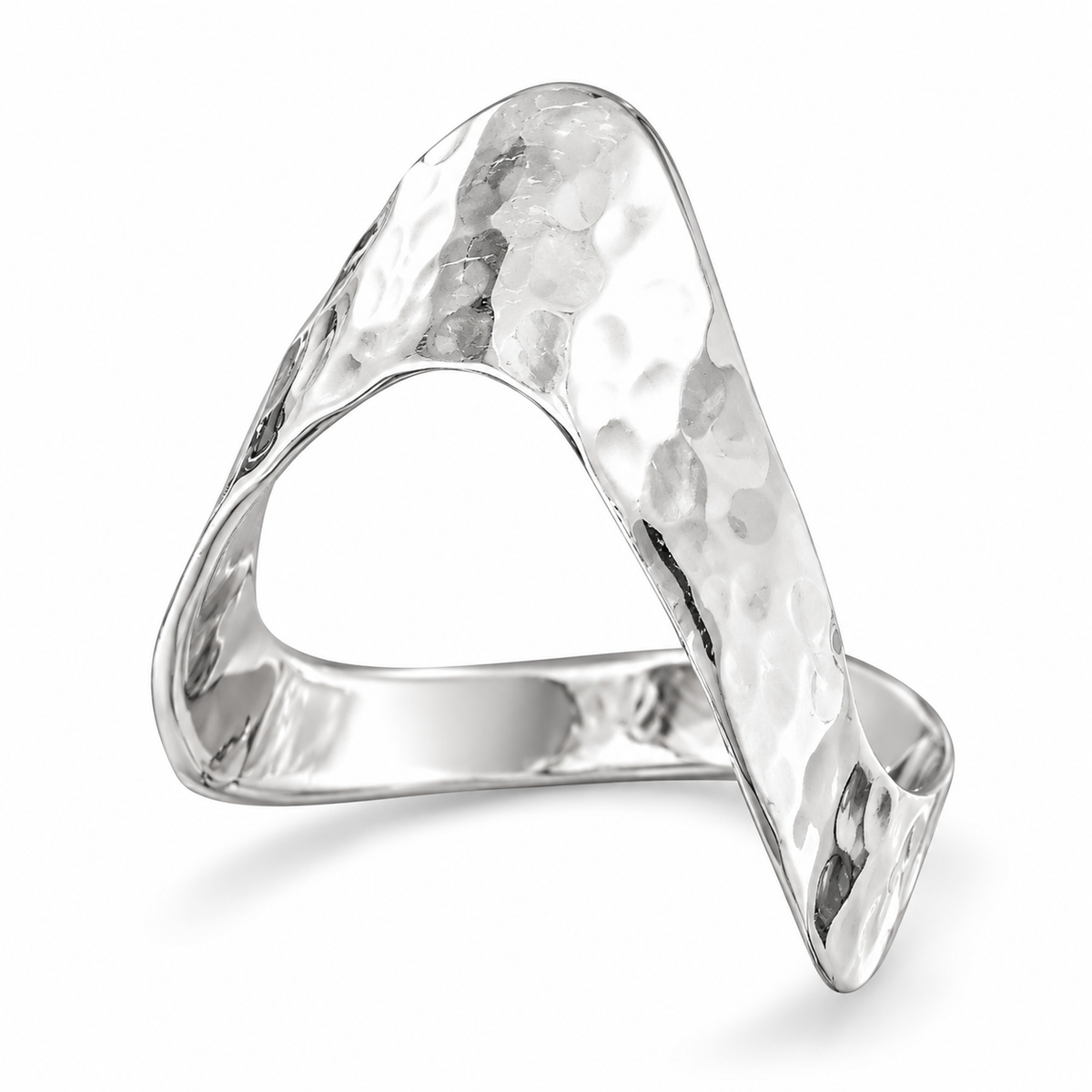 Hammered V Design Ring 925 Sterling Silver Graduated Band 3mm to 7mm