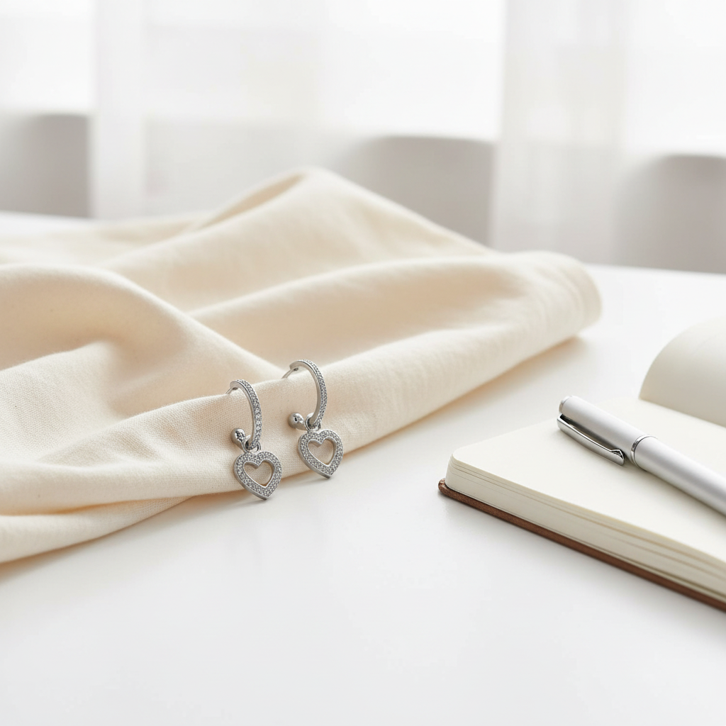 書桌場景 - 奶油色棉布背景