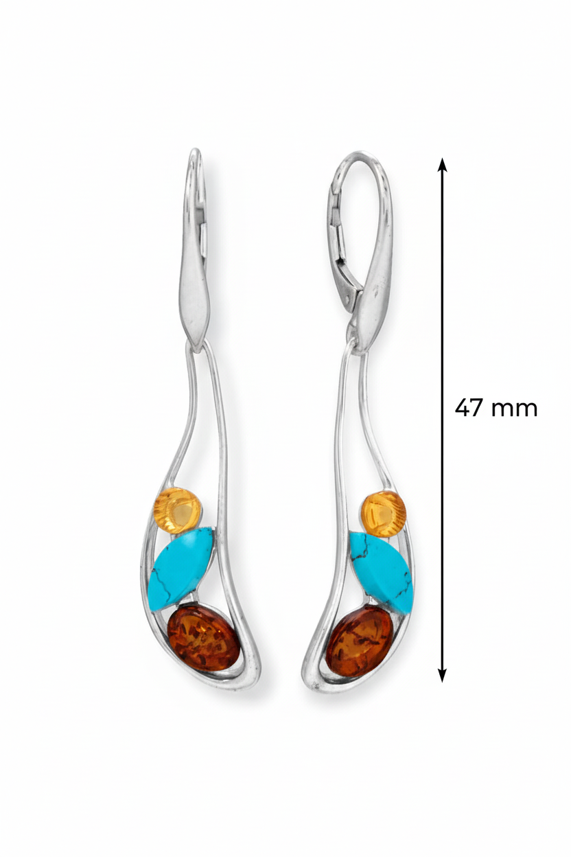 多彩寶石耳環 - 垂直尺寸標註