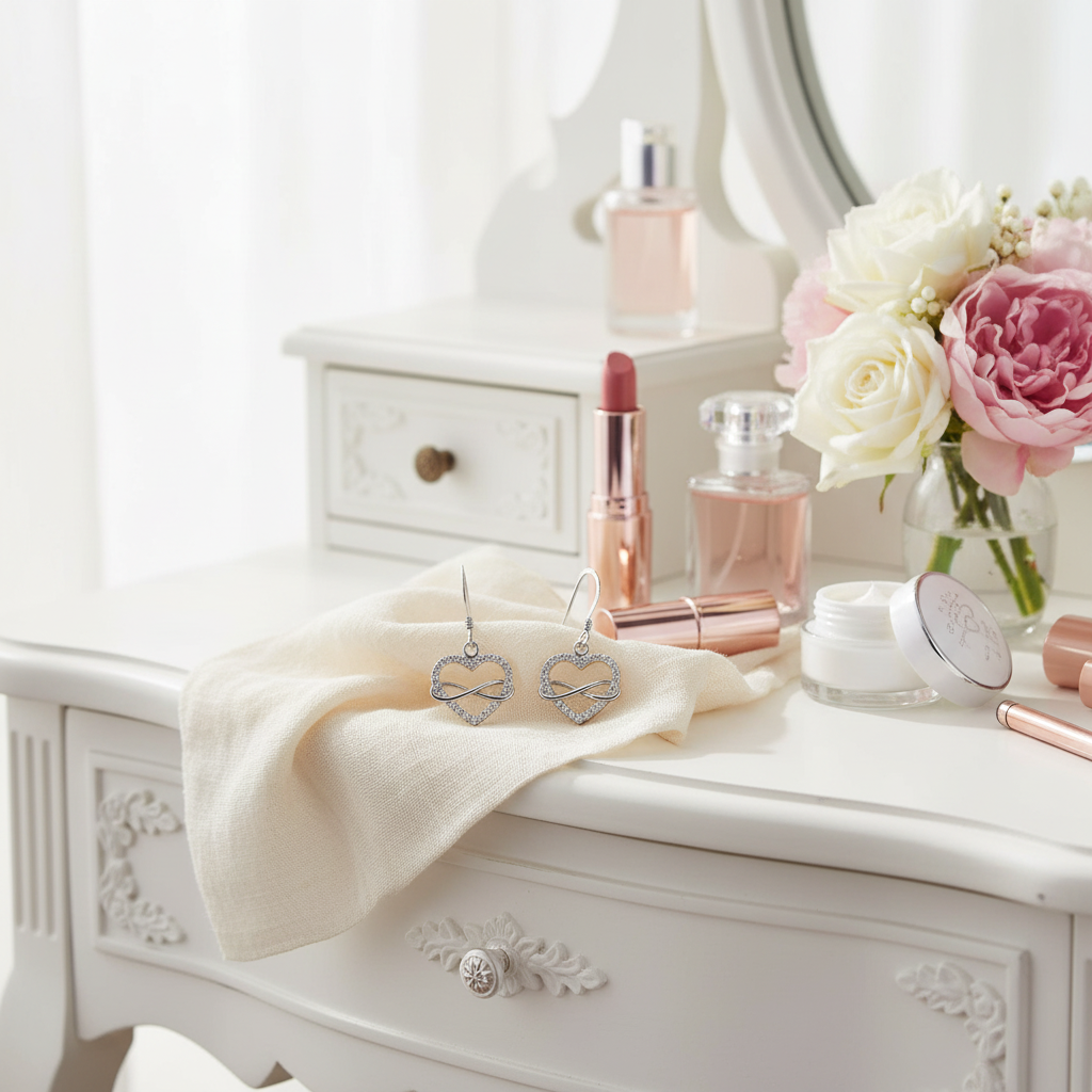 梳妝台場景 - 象牙色薄紗背景