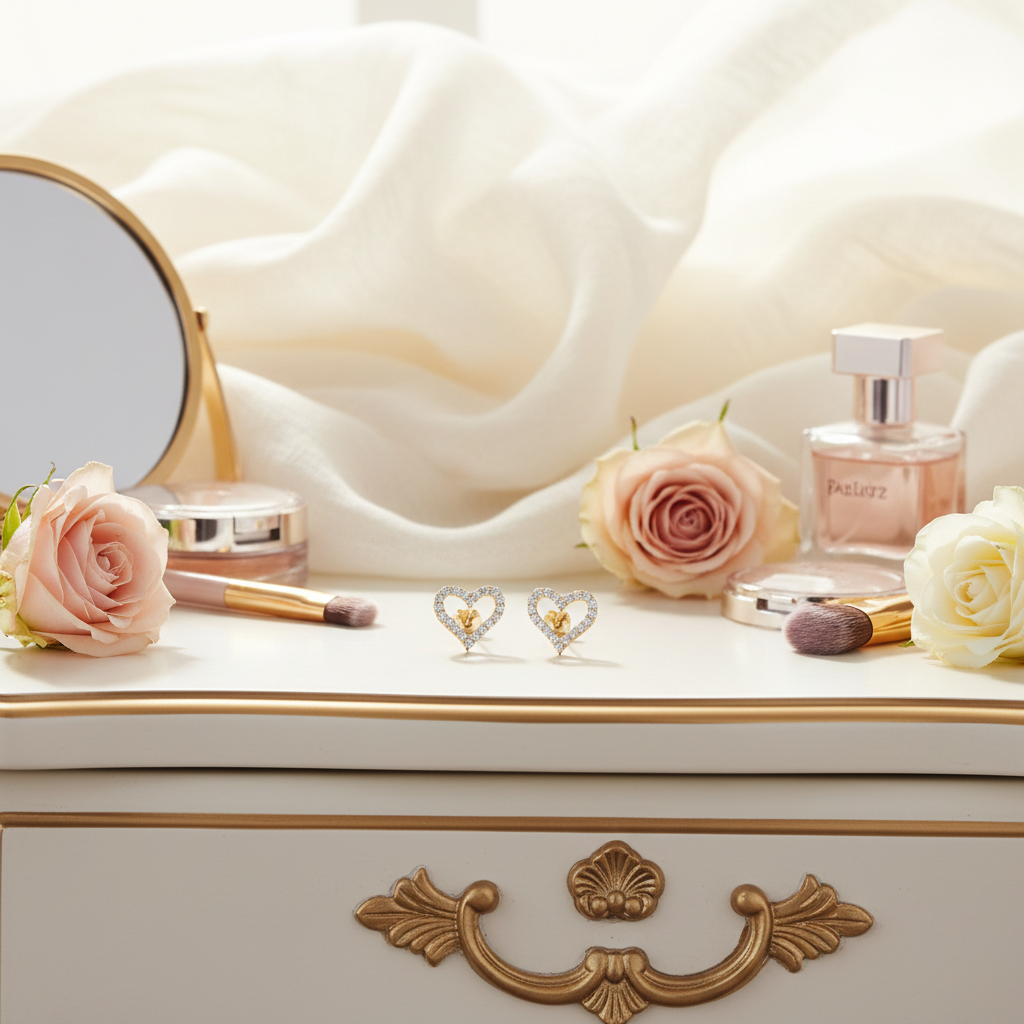 梳妝台場景 - 象牙色薄紗背景