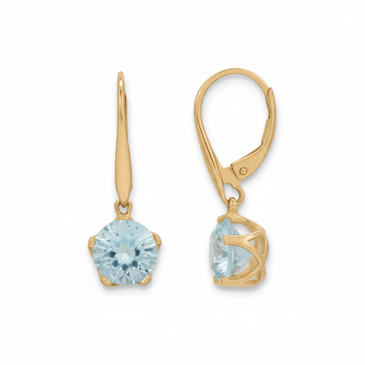 海藍寶石耳環 - 側面視角