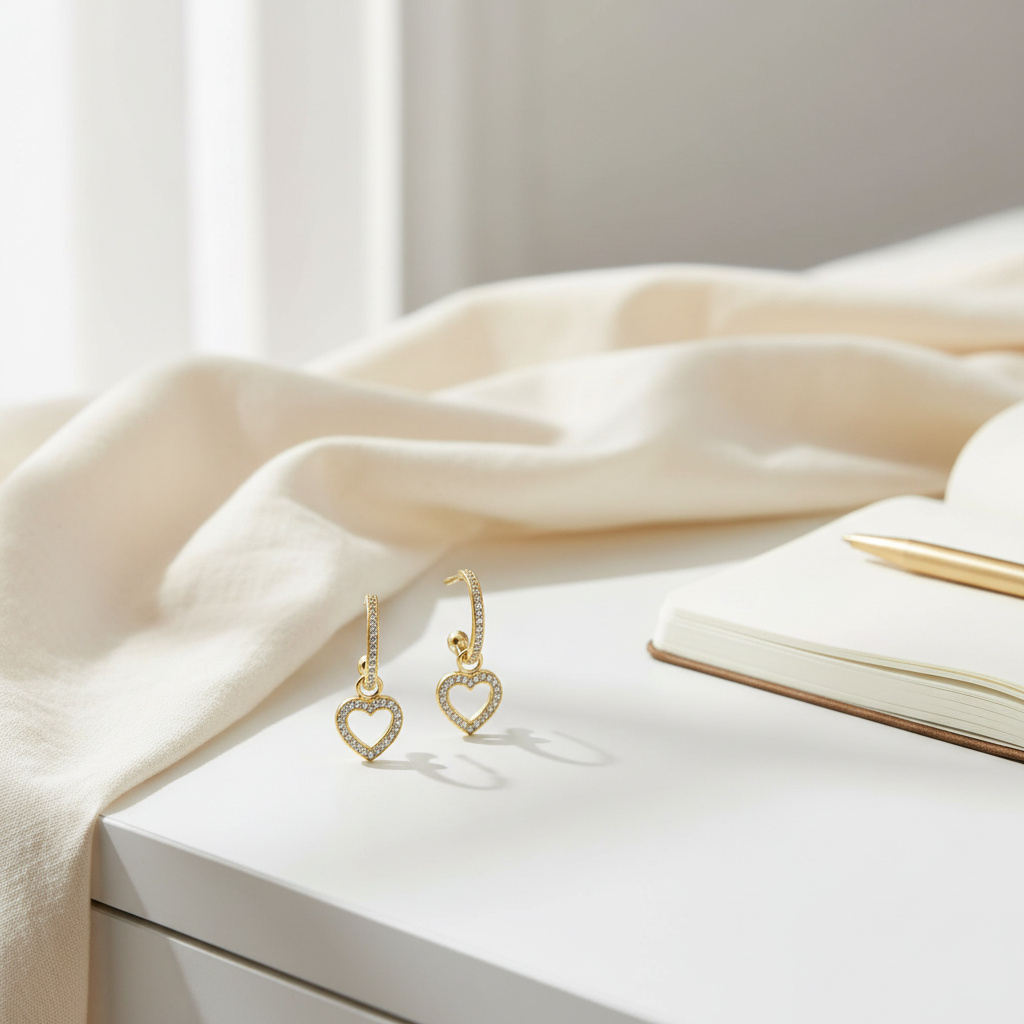 書桌場景 - 奶油色棉布背景