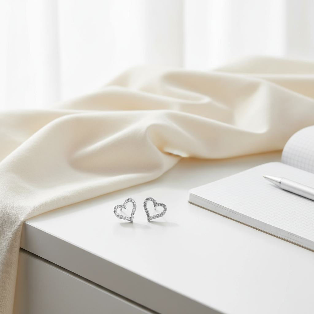 書桌場景 - 奶油色棉布背景