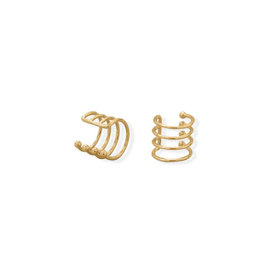 14 Karat Gold Plated Four Row Ear Cuff