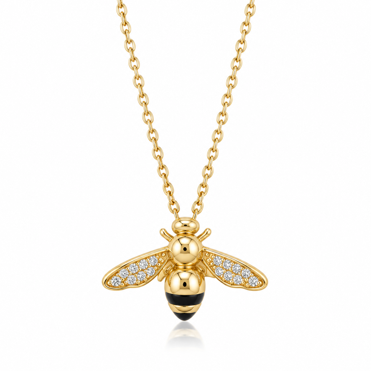 Signity CZ Bee Slider Necklace 14K Gold Plated 925 Silver 19.5x12.7mm 16+2in
