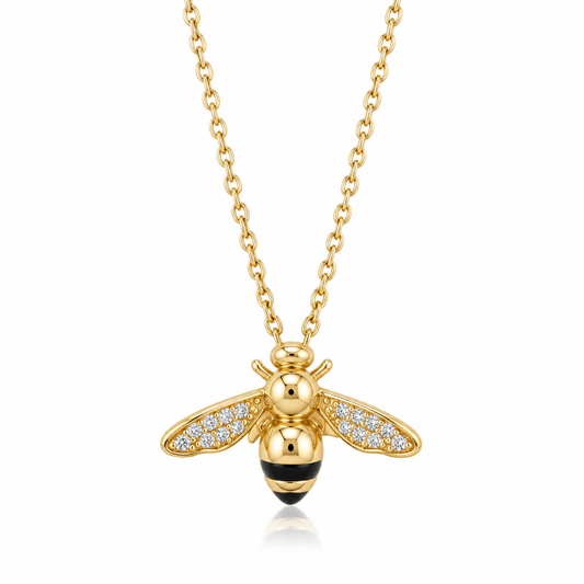 Signity CZ Bee Slider Necklace 14K Gold Plated 925 Silver 19.5x12.7mm 16+2in