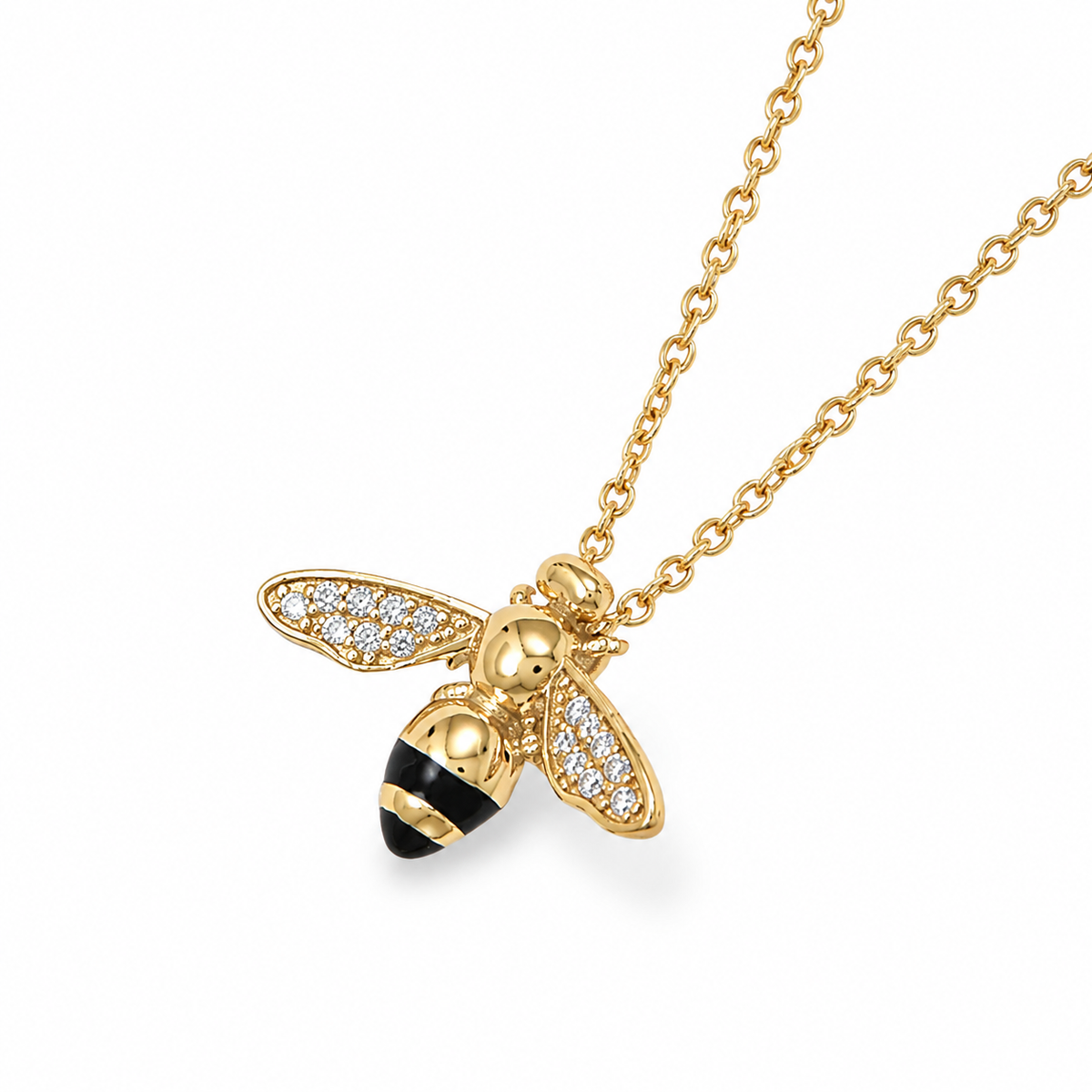 Signity CZ Bee Slider Necklace 14K Gold Plated 925 Silver 19.5x12.7mm 16+2in