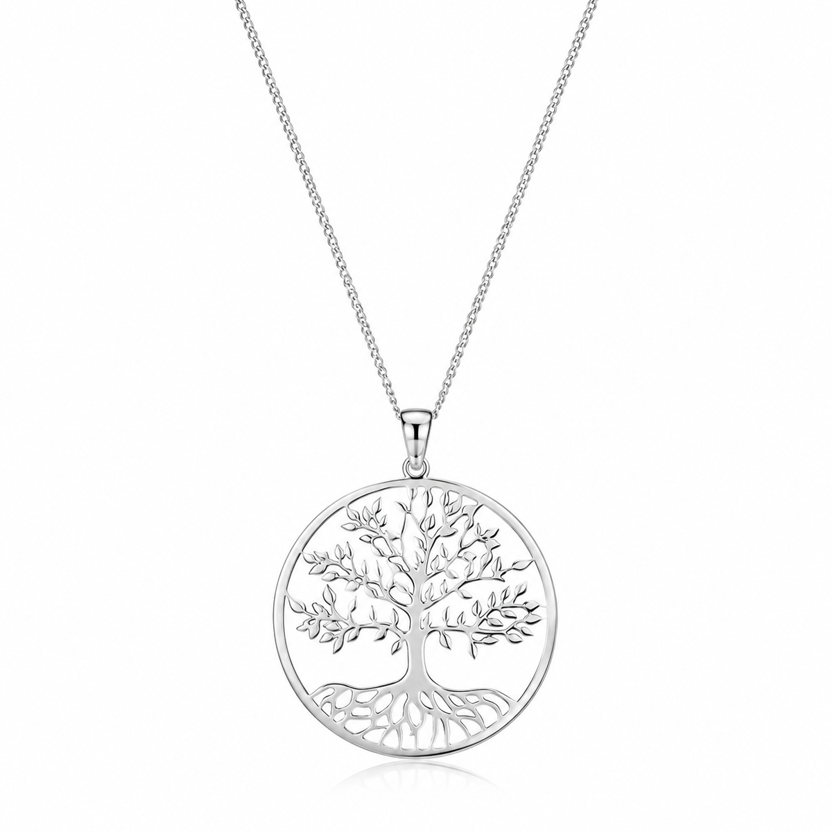 Tree of Life Necklace Rhodium 925 Sterling Silver Italy Intricate 35mm 16+2in