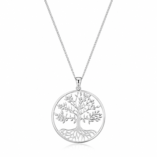 Tree of Life Necklace Rhodium 925 Sterling Silver Italy Intricate 35mm 16+2in