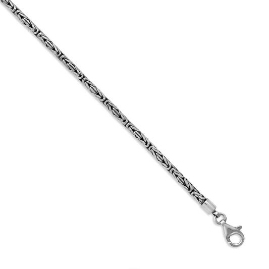 Oxidized Round Bali Byzantine Chain Necklace Oxidized 925 Sterling Silver Lobster Clasp 3mm