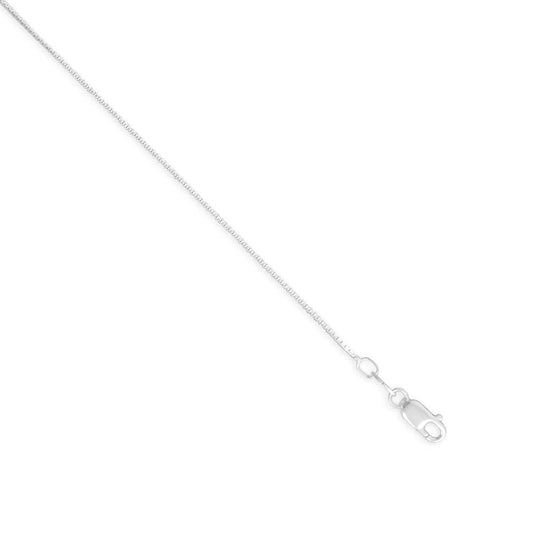 Delicate Box Chain Necklace 925 Sterling Silver Lobster Clasp Italy Made 0.7mm