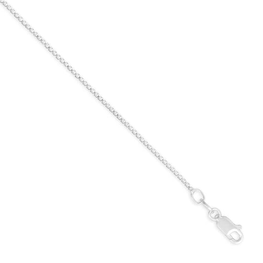 Box Chain Necklace 925 Sterling Silver Lobster Clasp Italy Made 1.2mm